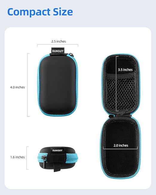 SUNGUY Earbuds Case 4Pack, Rectangle Earbuds Carrying Case, Portable Earphone Pouch Phone Accessories Organizer with Carabiner for Earphone, in-Ear Headphones, Earbud, SD Card, USB Charging Cable