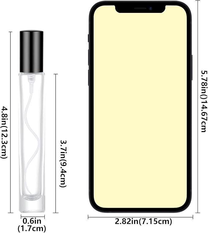 10ml Glass Spray Bottle, Thick Glass Atomizer, Perfume Decanter Kit, Small Travel Perfume Atomizer Bottle Refillable (8PCS, Black)