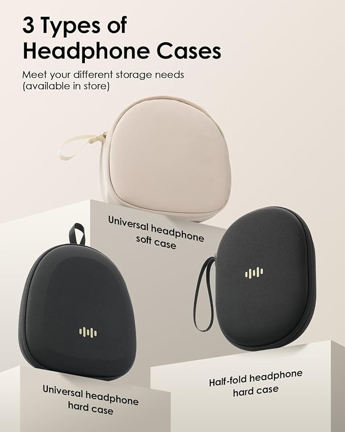 Headphone Case Hard Shell for JBL Tune 520BT/510BT/500BT/720BT/Bose/Soundcore Anker/BERIBES/KVIDIO/TOZO/JLab, Ultra-Slim Over-Ear Headset Universal Portable Travel Organizer Bag (Black)