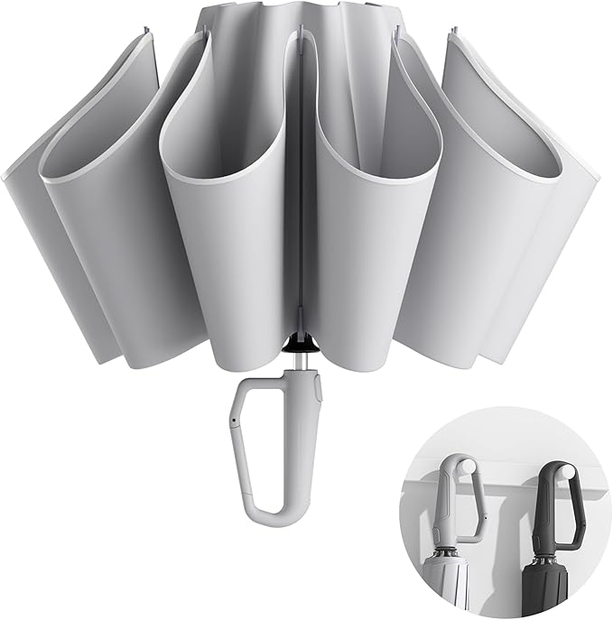 Windproof Travel Umbrella for Rain, Withstand 85MPH Winds, 52 Inch Automatic Reverse Fold Umbrellas Easy Auto Open Close, Portable Compact Umbrella Includes Cover Bag, Perfect for Travel, Car, Commute, Women Men, Backpack