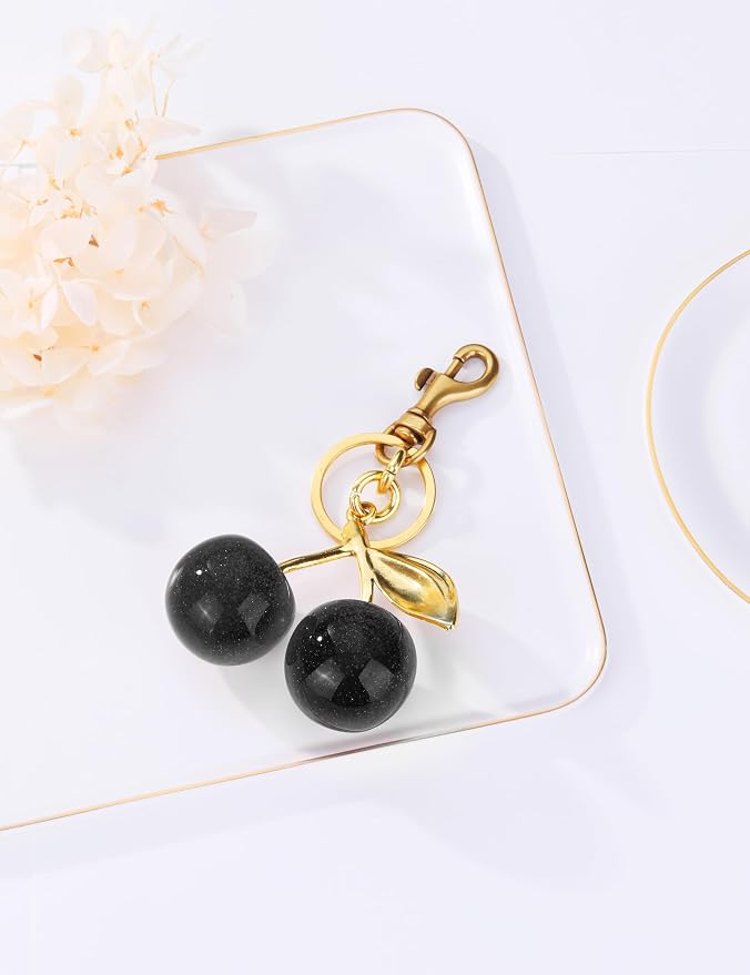 OVRUNS Cherry Bag Charm Cute Cherry Accessories Sparkling Purse Charms for Women