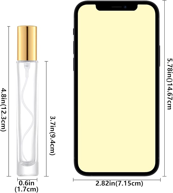 10ml Glass Spray Bottle, Thick Glass Atomizer, Perfume Decanter Kit, Small Travel Perfume Atomizer Bottle Refillable (8PCS, Gold)