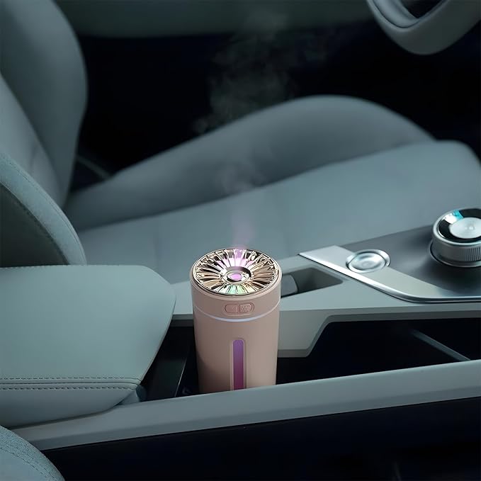 Car Diffuser Humidifier with Essential Oil Diffuser - Portable Silent USB Mini Air Humidifier with LED Light, Air Freshener Aromatherapy Mist Maker for Car Travel Office Home Bedroom (Black)