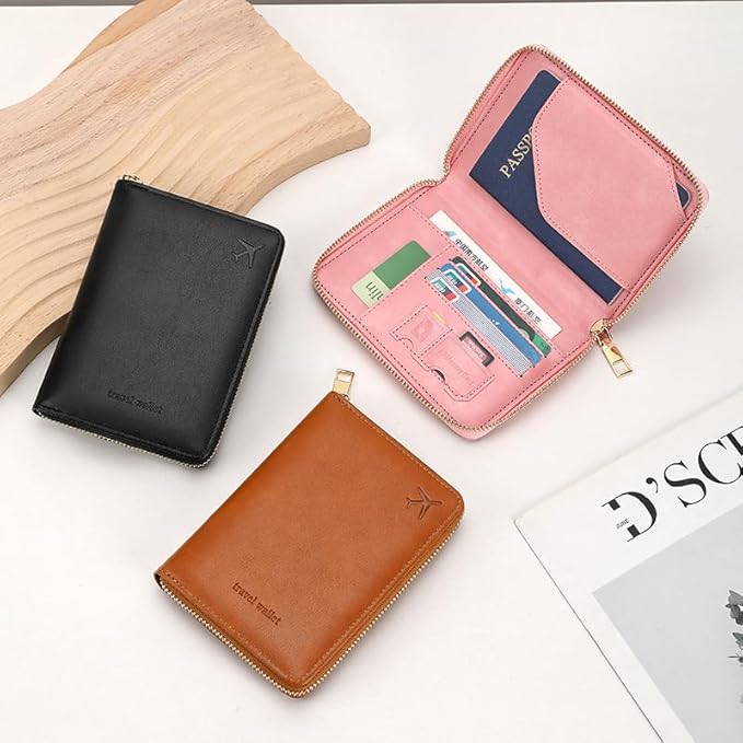 Passport Holder for Travel Women and Men RFID Passport Holder with Zipper Passport Case Passport cover Passport Wallet Travel Essentials and Accessories