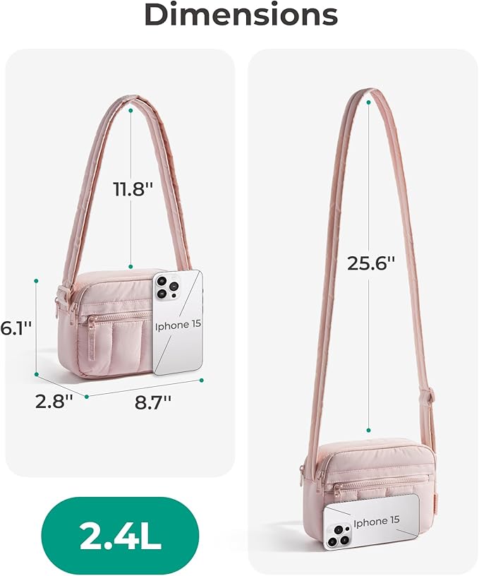 BAGSMART Cross Body Purse, Mini Crossbody Bags for Women Travel Purse, Puffy Shoulder Handbag Wallet with RFID Blocking Slots, Terracotta Pink