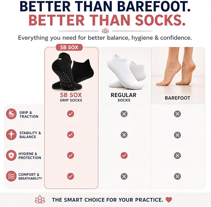 SB SOX Pilates Socks for Women (2 Pairs) - Non Slip Grip Socks for Yoga, Barre, Hospital - With Lite Compression