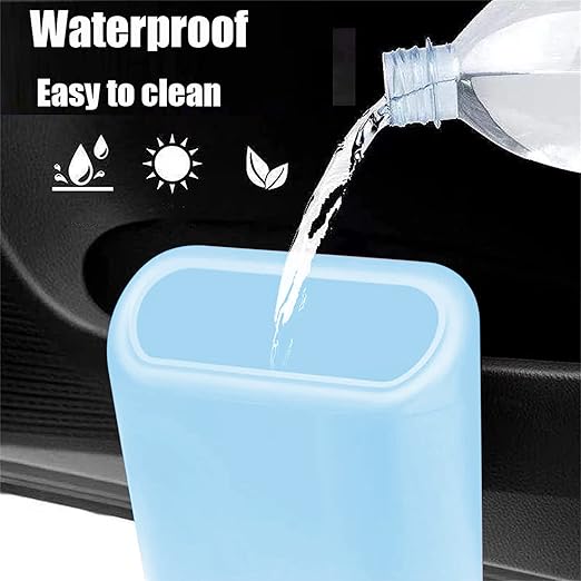 Car Trash Can, Mini Car Bin with Lid 2 Trash Bag Blue, Cute Car Accessories for Storage and Organization,Small Trash Can for car,Bedroom and Office