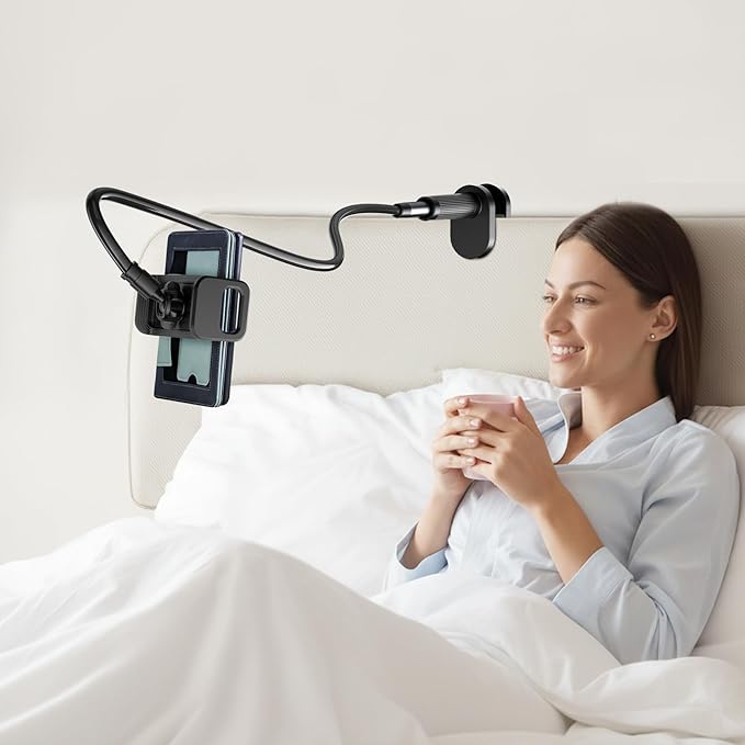 Kefotic Long Gooseneck Tablet Holder for Bed Works with Thick Case, eReader Stand Compatible with All Kindle Paperwhite Colorsoft Scrible, Desk Flexible Arm for iPad iPhone Fire HD Smartphones