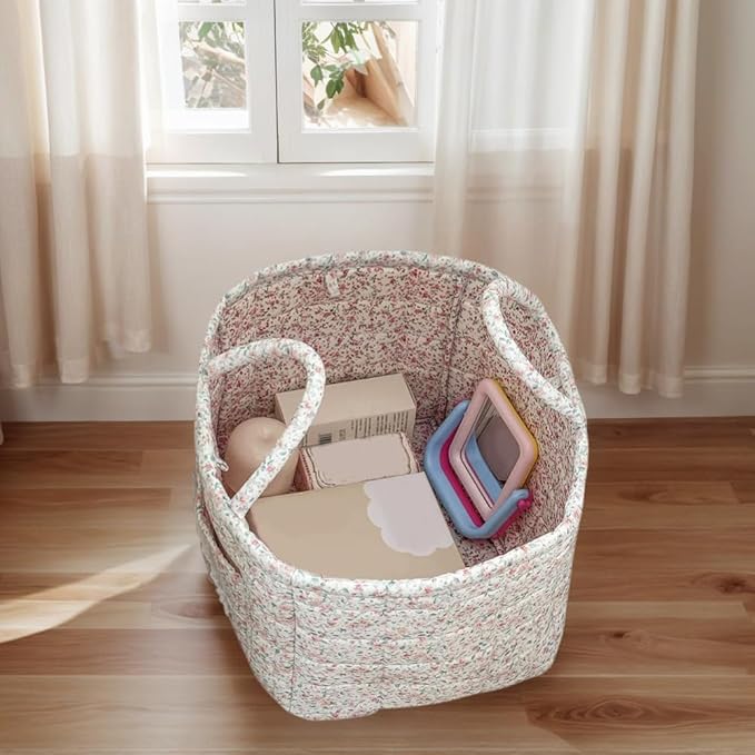Floral Fabric Storage Basket Car Interior Storage Basket Underwear Sundries Laundry Baskets Supplies Home Organizer Bag (style 3)