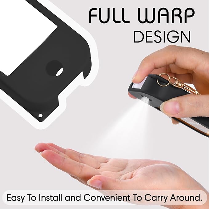 Silicone Case Compatible with Touchland Hand Sanitizer Spray, Protective Case for Spray 1FL. OZ (Black, White(2PCS))