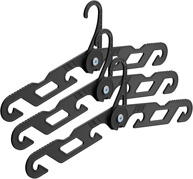 Premium Travel Hangers 3 Pack Portable Folding Clothes Hangers - Super Bearing Collapsible Hanger Foldable Clothes Drying Rack for Travel, Indoor and Outdoor Use (3 Pack Black)