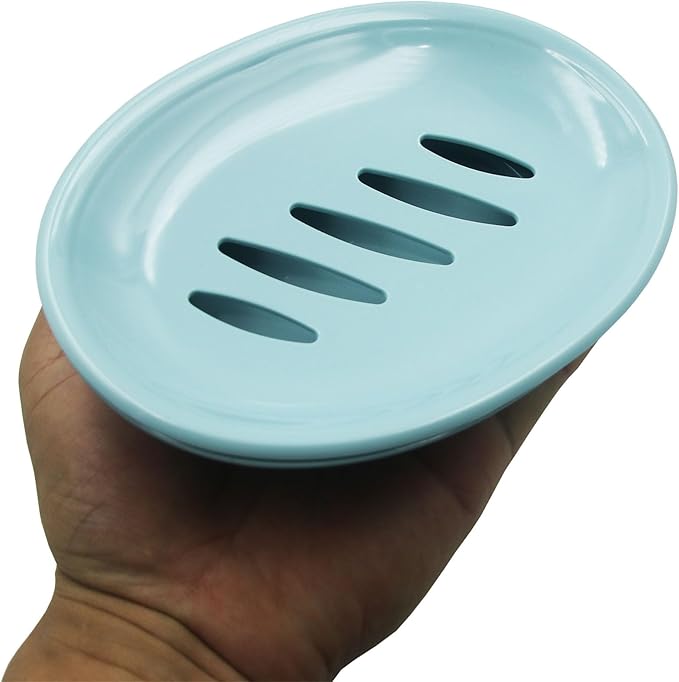 2 Pack Plastic Soap Dish with Drain,Sponge Holder,for Shower,Bathroom,Kitchen (Blue)