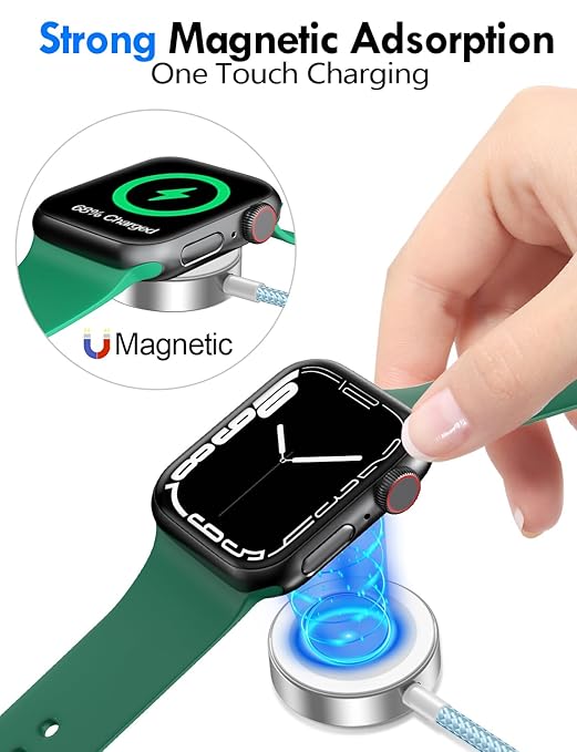 Travel Essentials for Apple Watch Charger,iPhone Charger,3 in 2 Type C/Lightning/Magnetic Travel Charging Cable,Portable Multi Charging Cable for Apple Watch, iPhone 17‑11,Samsung S26,Car,iPad-4FT