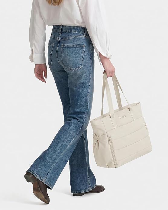 NISHEL Travel Puffy Tote Bag For Women, Ultra-Lightweight Large Tote Purse For Office Day And a Short Weekend Getaway