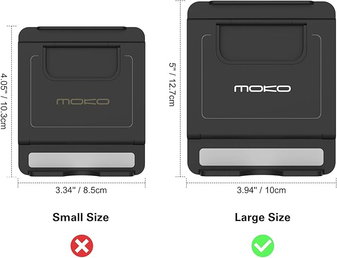 MoKo Phone/Tablet Stand, Foldable Desktop Holder Fit with iPhone 11 Pro Max/11 Pro/11, iPhone Xs/Xs Max/Xr, iPhone SE, iPad Pro 11, 10.2 (8th Gen), Air 4 10.9, Air 3, Mini 5, Galaxy S20, Black (Large)