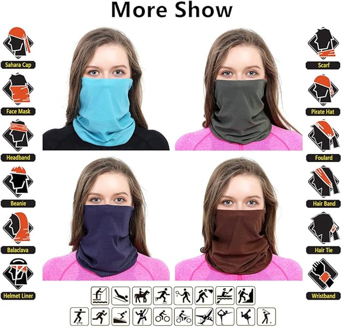 VANCROWN Headband Neck Gaiter Head Wrap Headwear Face Mask Magic Scarf Bandana for Men and Women