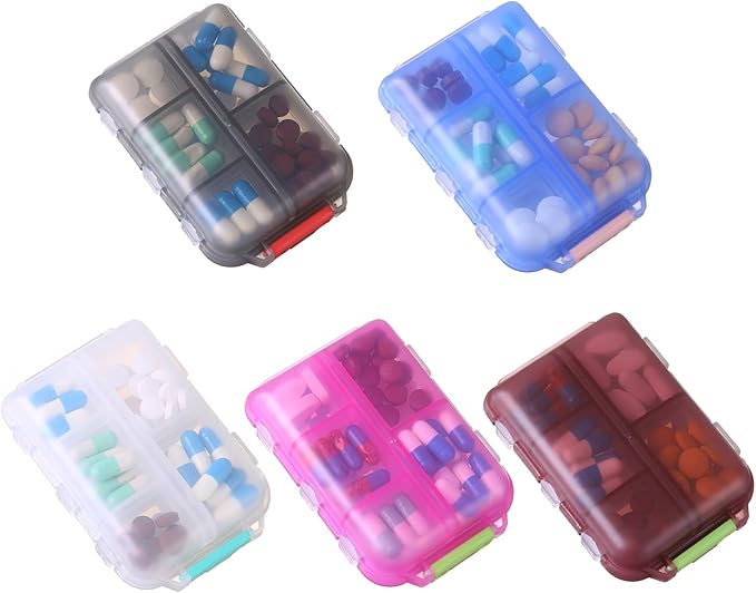 1Pack Travel Pill Organizer - 10 Compartments Pill Case, Compact and Portable Pill Box, Perfect for On-The-Go Storage, Pill Holder for Purse Pink