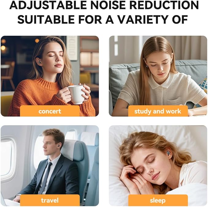 Adjustable Ear Plugs - Three Noise Reduction Modes, Ultimate Control | Flexible Noise Reduction Earplugs Suitable for Focus, Travel, Socializing, Festivals, and Other Purposes | 18-32 dB
