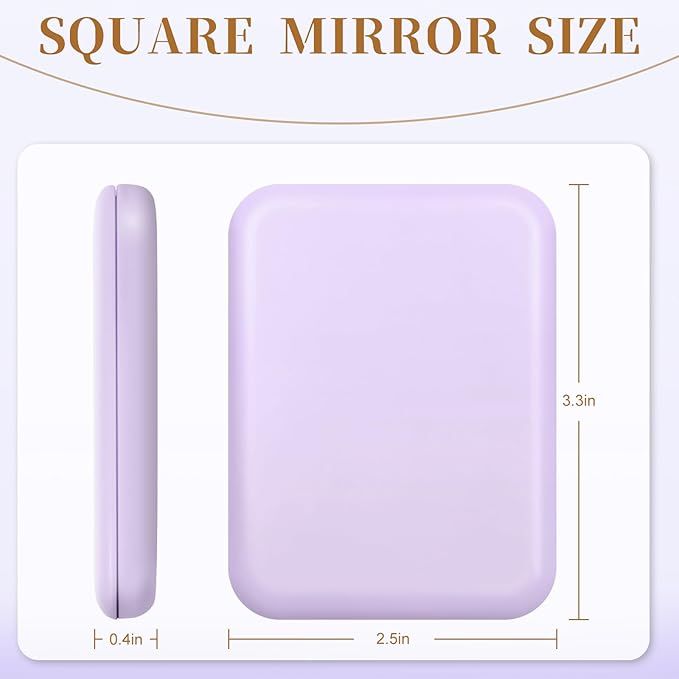 Kakuje Compact Mirror, 1X/3X Magnification LED Pocket Mirror with Nternal BIattery, Mini Mirror for Purse, Pocket,Travel and Present (Purple)