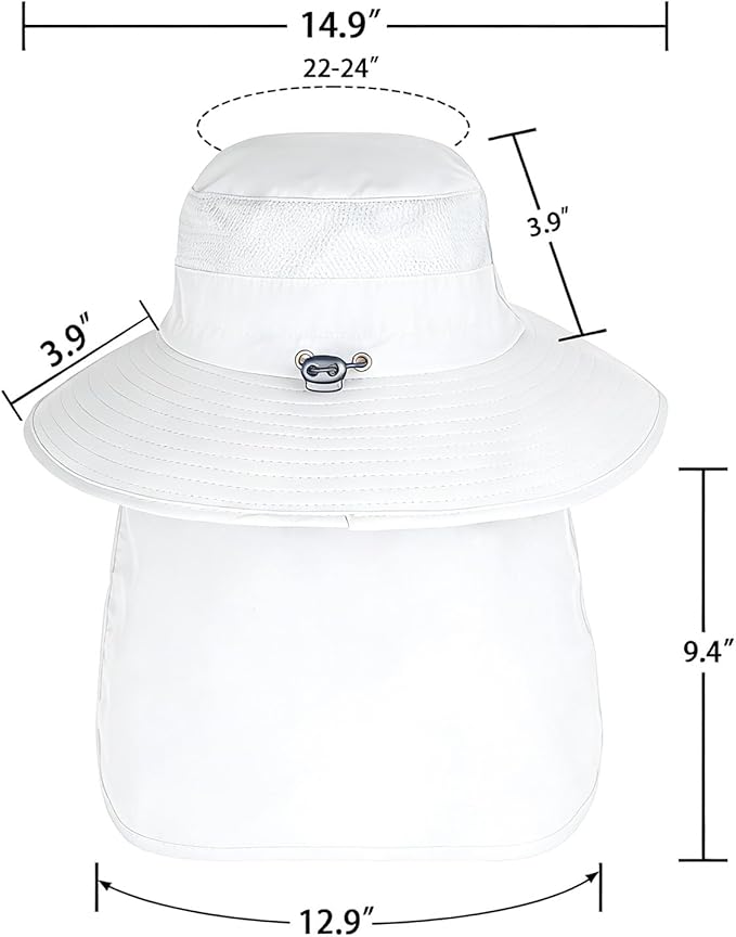 Sun Hats for Men Women Fishing Hat UPF 50+ Breathable Wide Brim Bucket Hats Summer UV Protection Safari Hat with Neck Flap