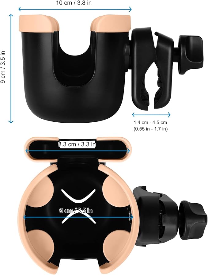 Accmor Stroller Cup Holder with Phone Holder, Bike Cup Holder, Universal Cup Holder for Uppababy Nuna Doona Strollers, 2-in-1 Cup Holder for Walker, Wheelchair, Scooter