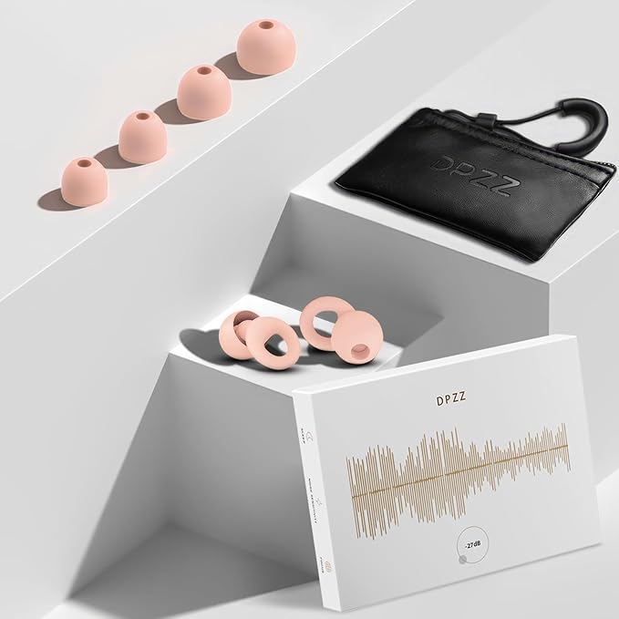 Noise Canceling Earplugs for Sleep and Concentration– New Flexible Earplugs for Better Attenuation–2 Pair Reusable –Deal for Side Sleepers &Noise Sensitive Person – 27dB Noise Cancellation–Light Pink