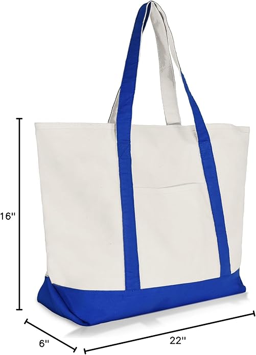 22" Heavy Duty Cotton Canvas Tote Bag (Zippered)