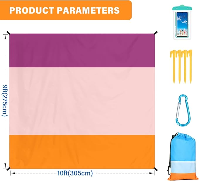 Famstar Beach Blanket Oversized Extra Large 78"X81"/10'X9',Waterproof Sandproof Beach Blanket 2-8 Adults Lightweight Durable for Travel Camping Hiking Picnic