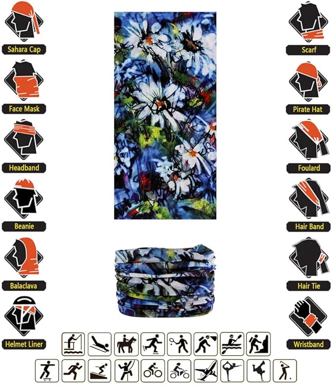 VANCROWN Headband Neck Gaiter Head Wrap Headwear Face Mask Magic Scarf Bandana for Men and Women