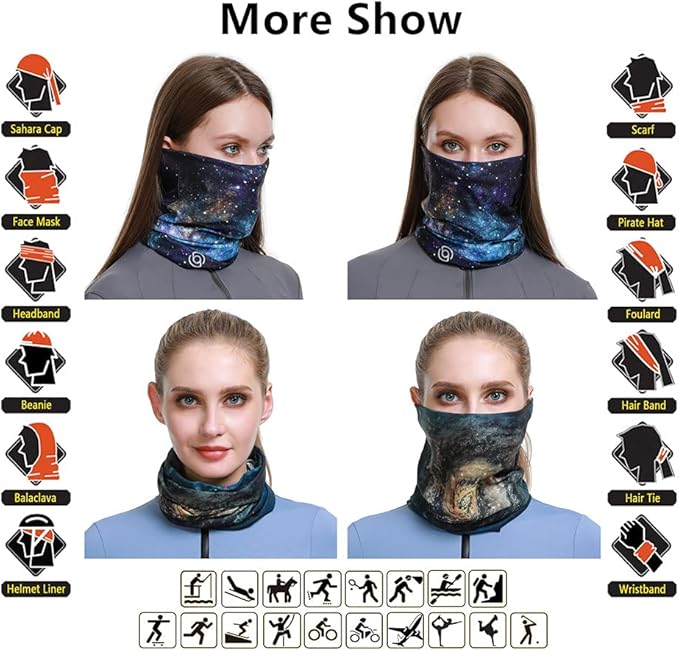 VANCROWN Headband Neck Gaiter Head Wrap Headwear Face Mask Magic Scarf Bandana for Men and Women
