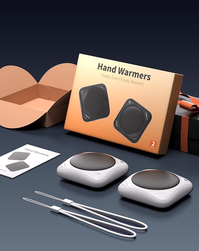 Lerat Hand Warmers Rechargeable, 2 Pack Electric Hand Warmers, Reusable Portable Pocket Handwarmers, USB Rechargeable, Gifts for Men & Women, Indoor Outdoor Use, Hiking, Skiing, Camping, Hunting