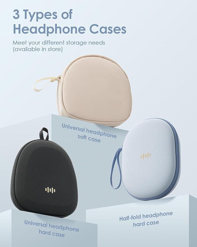 Headphone Case Hard Shell for JBL Tune 520BT/510BT/500BT/720BT/Bose/Soundcore Anker/BERIBES/KVIDIO/TOZO/JLab, Ultra-Slim Over-Ear Headset Universal Portable Travel Organizer Bag (Light Blue)