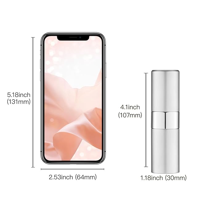 Cologne Travel Bottle 20ml - Large Size Perfume Atomizer Refillable for Men - Pocket Empty Fragrance Sprayer for Refill - 0.67oz Portable Twist Spray Sample Container for Purse Silver