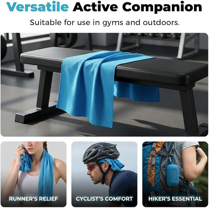 Cooling Towels for Neck and Face, 4 Pack 35.4"x11.8" Microfiber Ice Towel, Soft Sweat-Absorbing Breathable Chilly Towel for Sports, Gym, Running, Yoga, Camping (4, I)