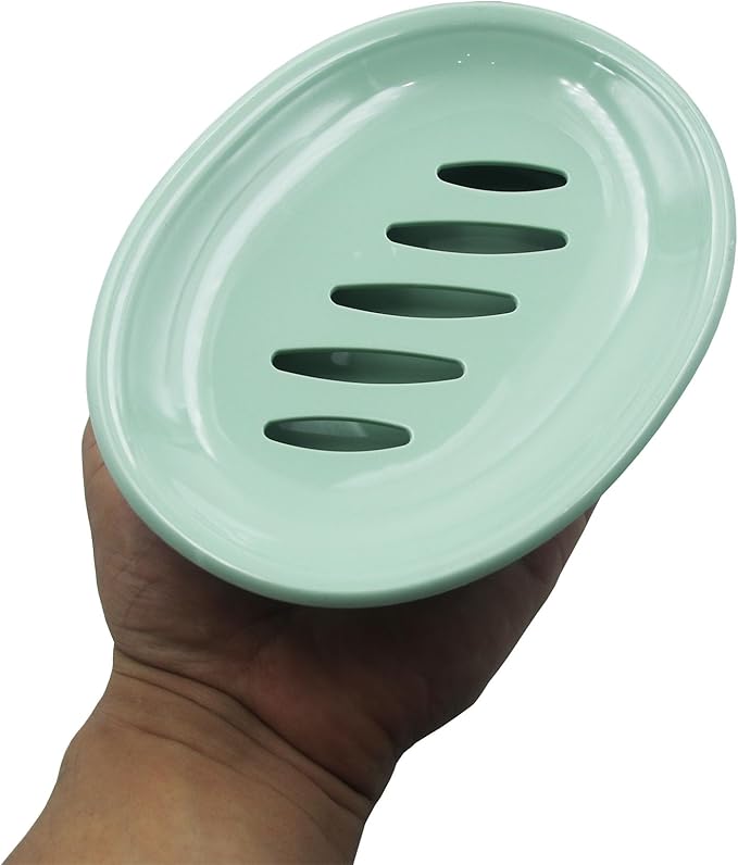 2 Pack Plastic Soap Dish with Drain,Sponge Holder,for Shower,Bathroom,Kitchen (Green)