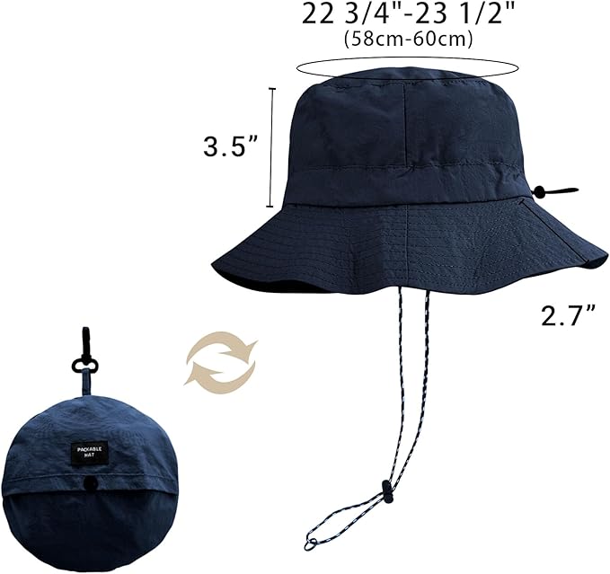 PFFY Packable Sun Bucket Hat for Men Women Outdoor UV Protection Sun Hats Waterproof Lightweight Hiking Outdoor Cap