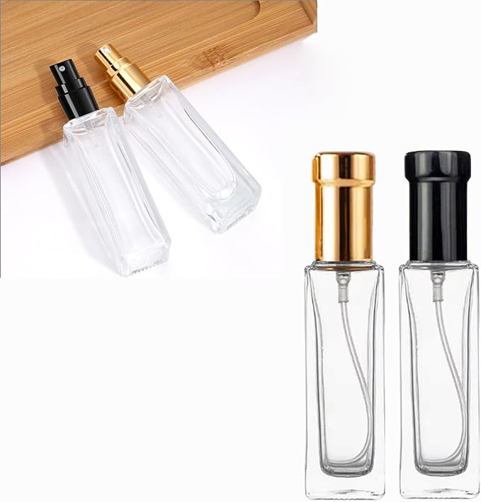 8PCS 20ml Perfume Spray Bottle, Mini Portable Travel Glass Square Spray Bottle,Small Fine Mist Spray Bottle, Refillable Glass Spray Bottle, Sample Spray Bottle (Black, 20ml)
