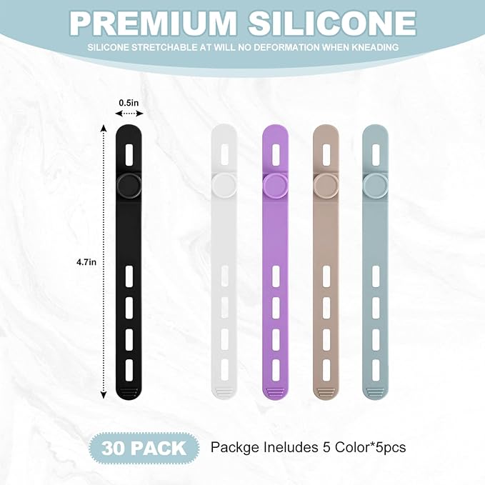 30 Pcs Cable Ties ,Silicone Cable Ties, Reusable Cord Organizer for Charger Cables, Hair Dryer, Home & Office, Flexible Cord Wraps for Electrical Wires (30 Pcs Cord Organizer)
