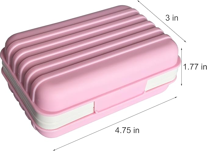 Travel Soap Dish Holder with Lid for Shower Travel Soap Case Draining Soap Box Container for Traveling, Camping, Hiking, Gym, Portable, Leakproof, Pink