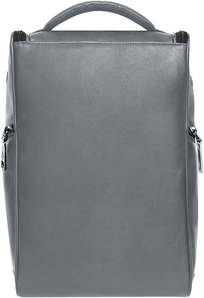 CaddyDaddy Premium Golf Shoe Bag Zipper Sports Shoe Strap Bag with Side and Front Accessory Pocket for Storing Golf Accessories Golf Shoe Carry Bags (LUX Synthetic Leather | Grey)