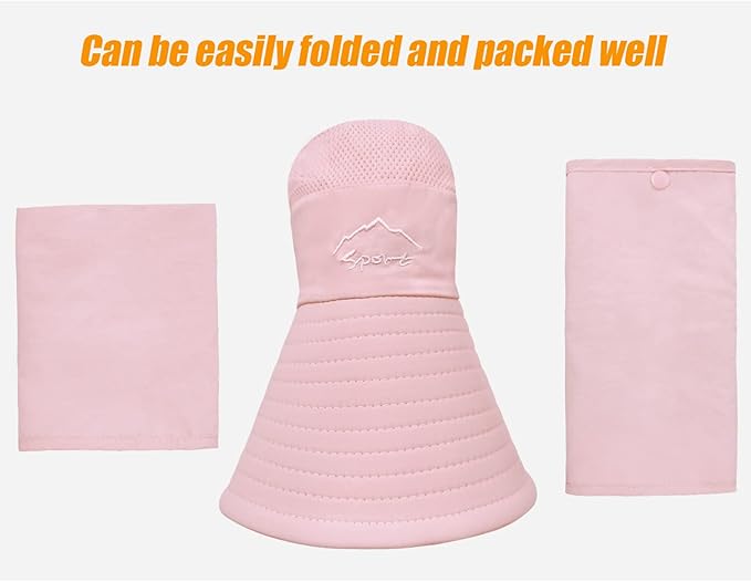 Fishing Hat for Men & Women, Outdoor UV Sun Protection Wide Brim Hat with Face Cover & Neck Flap