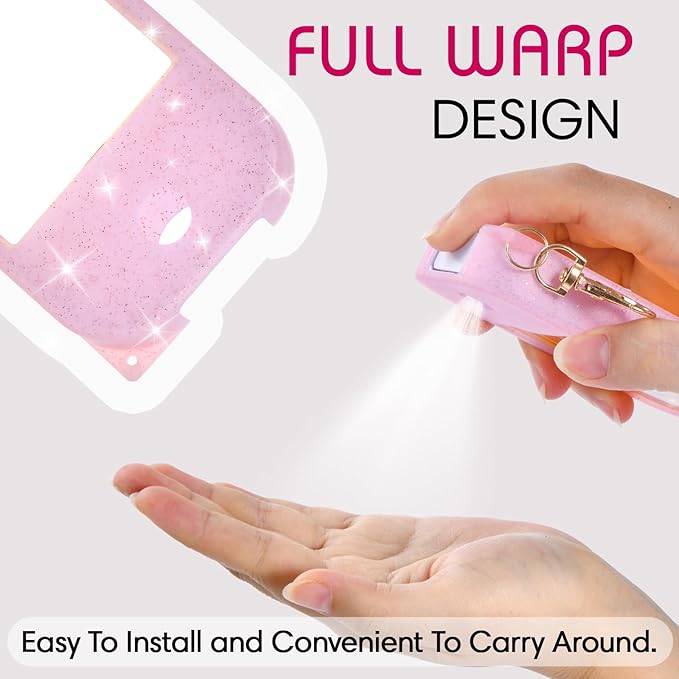 Silicone Case Compatible with Touchland Hand Sanitizer Spray, Protective Case for Spray 1FL. OZ (Sparkling Pink, Blush Beige(2PCS))