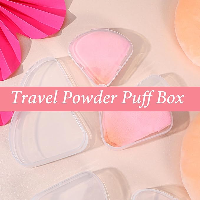 12 PCS Powder Holder Cases Triangle Makeup Puffs Container Clear Make Up Sponge Storage Reusable Makeup Sponge Container Portable Cosmetic Puff Box Pocket Cosmetic Puff Box for Travel