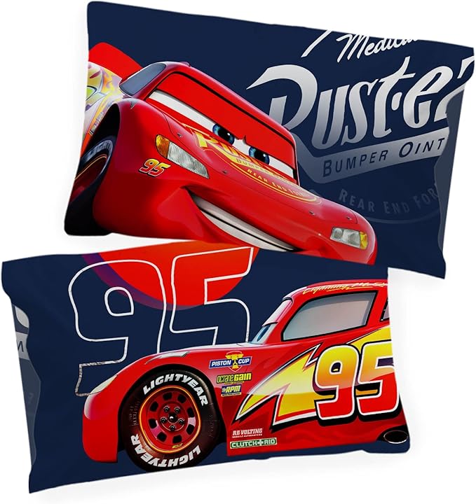 Jay Franco Disney Pixar Cars Sun Ride 1 Single Reversible Pillowcase Featuring Lightning McQueen- Double-Sided Kids Super Soft Bedding (Official Disney Pixar Product)