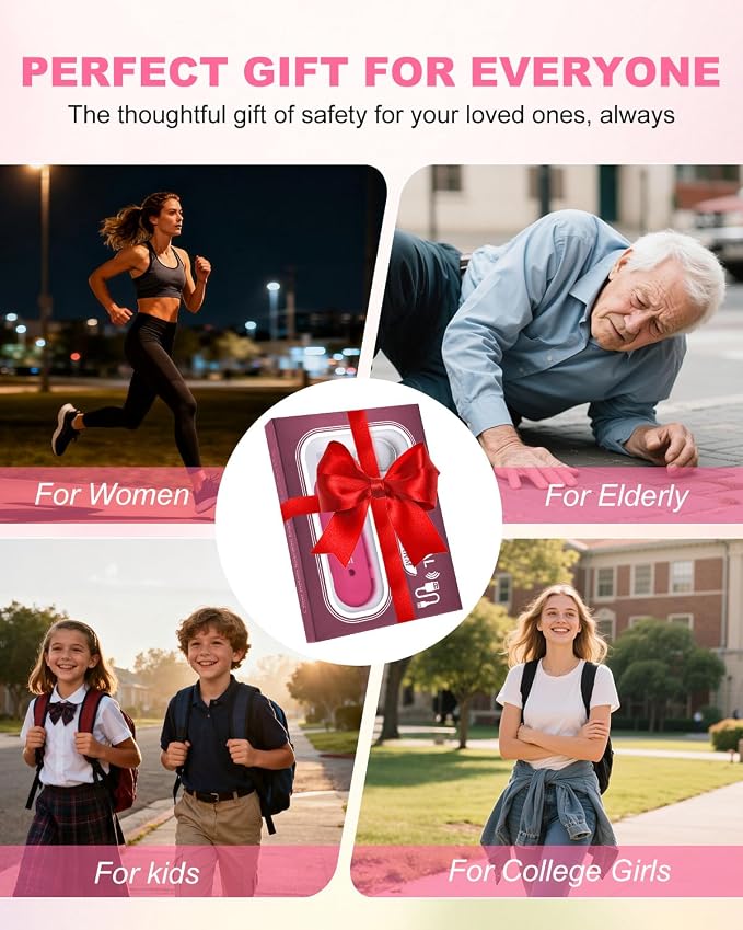 Personal Safety Alarm for Women - Waterproof Rechargeable Security Alarm - 140dB Extra Loud Siren with SOS Strobe Light - Self Defense Keychain for Women Girls Teens Seniors(Cherry)