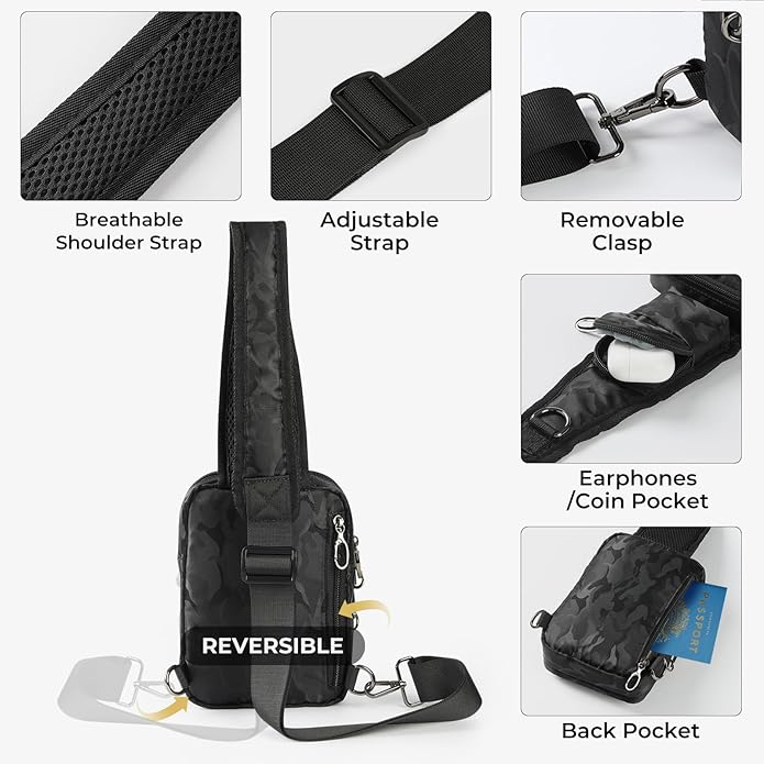 BROADREAM Sling Bag, Crossbody Bag with Anti-Theft Lock Zipper, RFID Blocking & Water Resistant for Travel Work Sport
