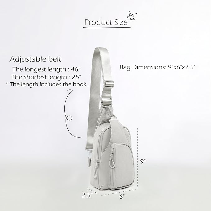 ODODOS Sling Bag with Adjustable Straps Crossbody Chest Bag Lightweight Backpack for Casual Traveling Hiking