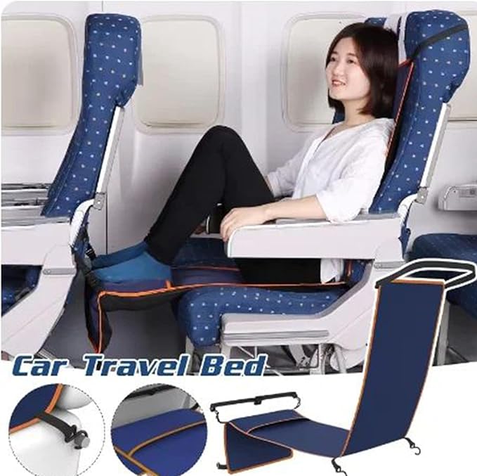 Airplane Foot Hammock Adults, Travel Relaxation Accessory, Sleeping Seat Extender Mat with Fabric, Comfort with Compact Design, Portable Foot Rest, Long Trip Travel Tool