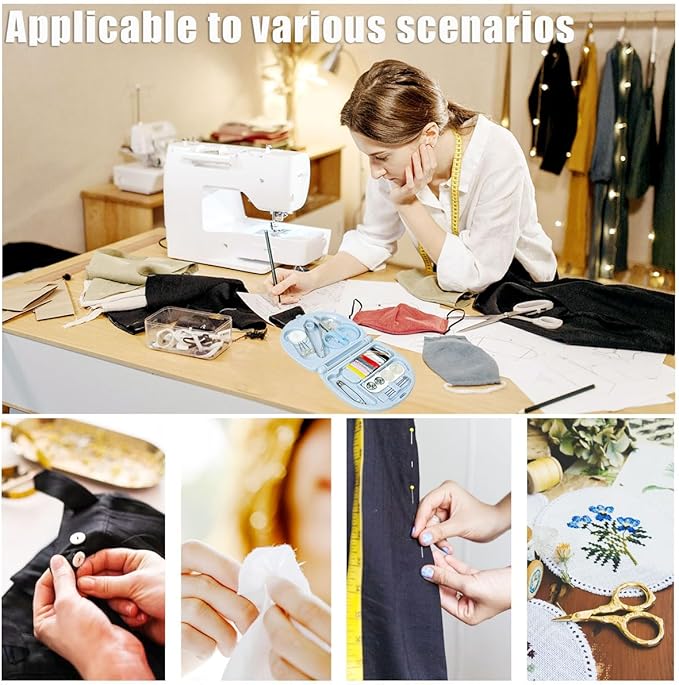 2 Pack Mini Travel Sewing Set, Portable Emergency Sewing Tool Kit with Scissors, Threads, Needles