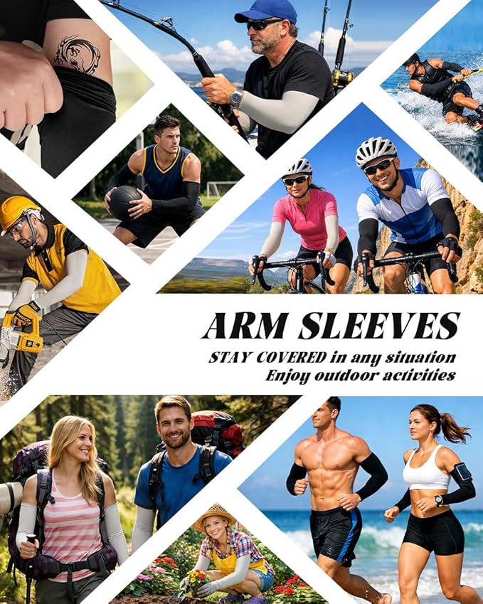 BHYTAKI Cooling Compression Arm Sleeves for Men Women,UPF50 UV Sun Protection Sleeves for Work Sport Tattoo Cover Up